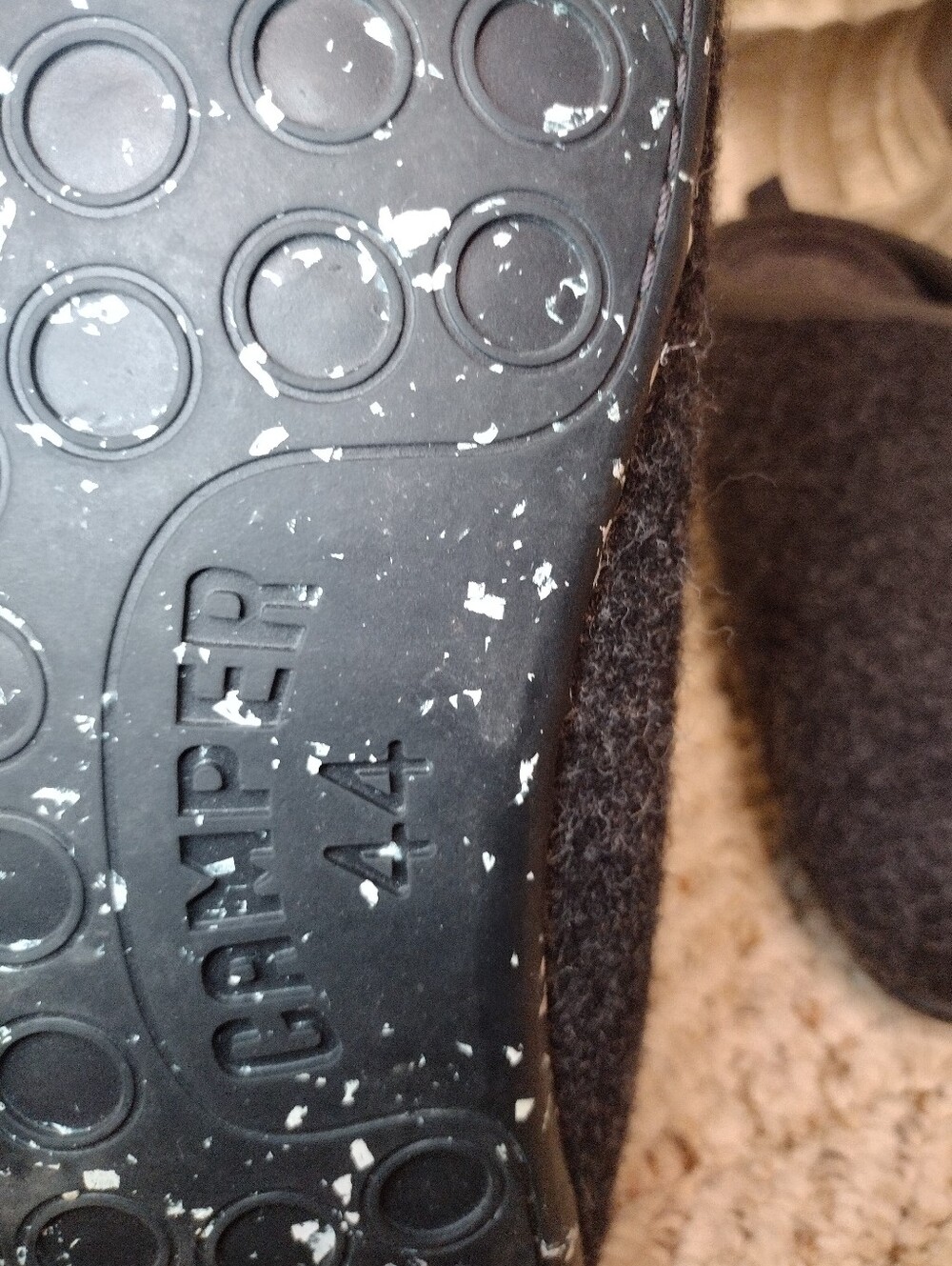Camper Men's Wabi Charcoal Gray Boiled Wool Slippers - Picture 7 of 8